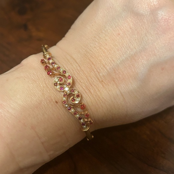 ❌❌❌❌Vintage antique 12kt rose gold pearl ruby bangle - Picture 7 of 8